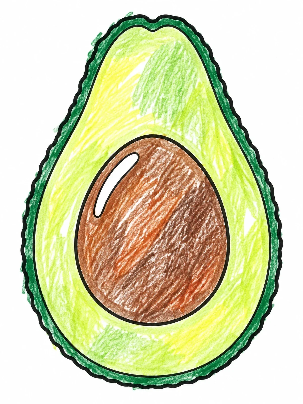 Colored example of the Simple Avocado Half With Seed coloring page