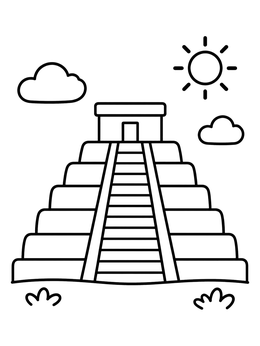 Free printable Simple Aztec Step Pyramid coloring page