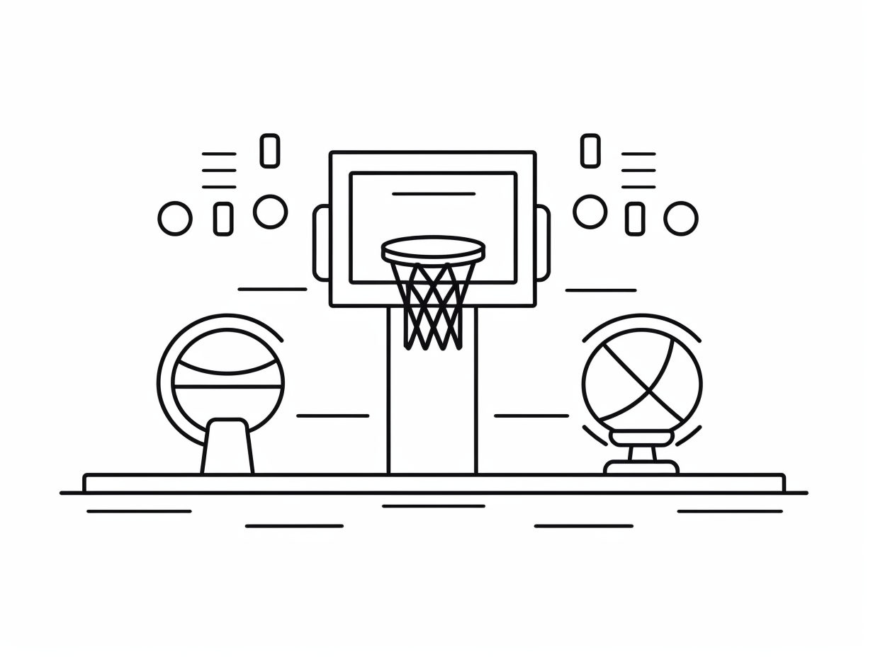 Simple Basketball Court Coloring - Coloring Page
