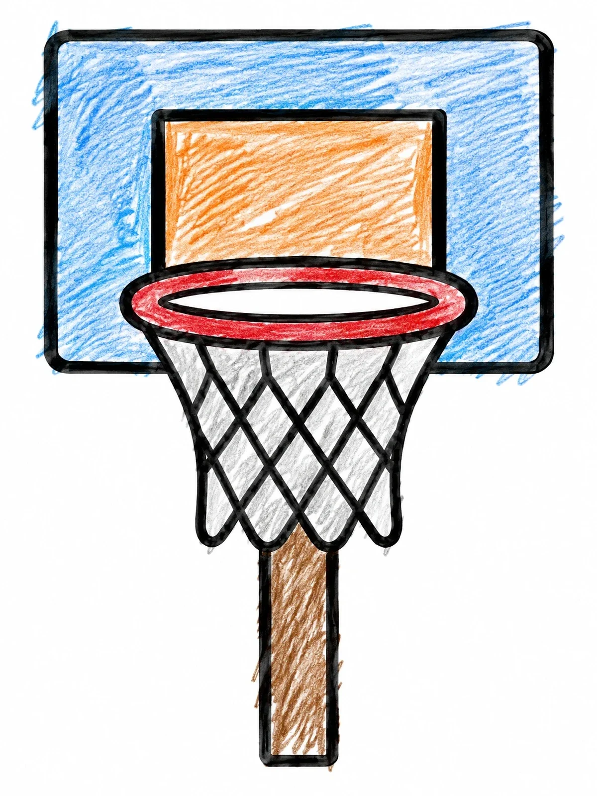 Colored example of the Classic Basketball Hoop And Net coloring page
