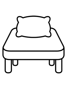 Free printable Simple Bed With Fluffy Pillow coloring page