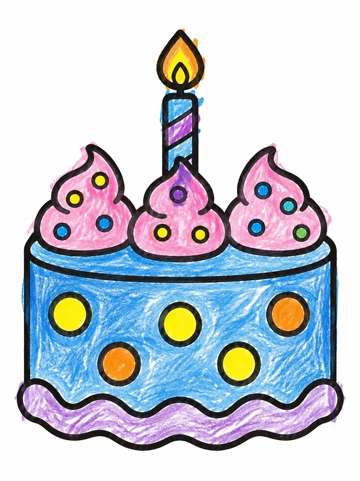 Colored example of the Simple Birthday Cake With Candle coloring page