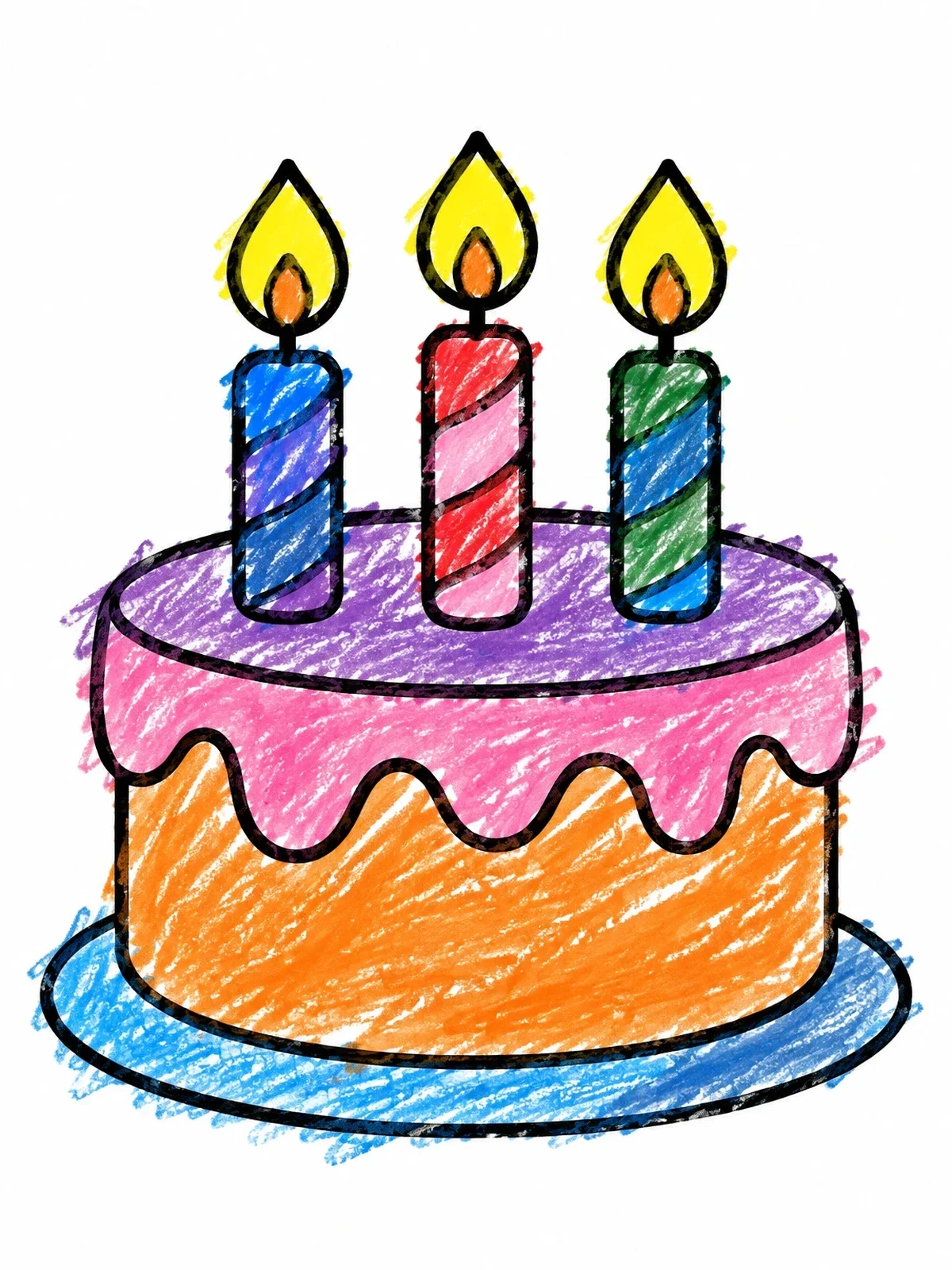 Colored example of the Simple Birthday Cake With Candles coloring page
