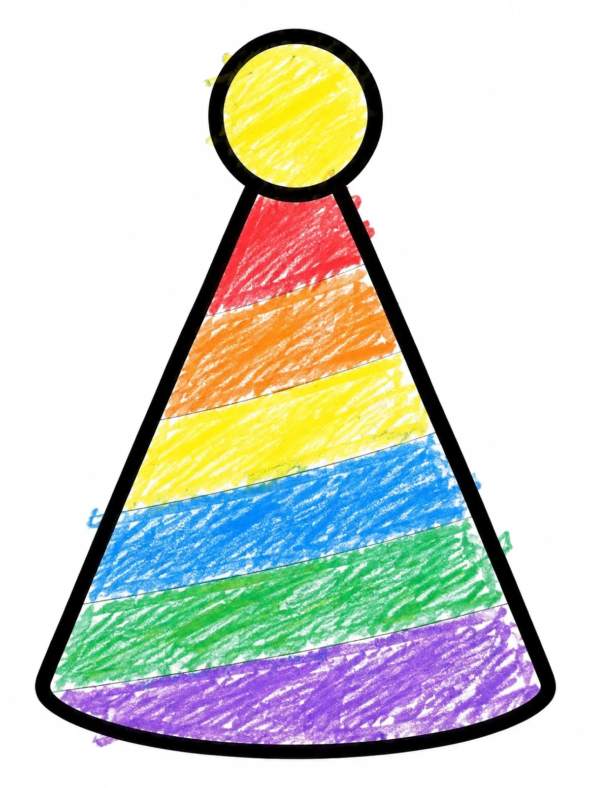 Colored example of the Simple Blank Cone Party Hat coloring page