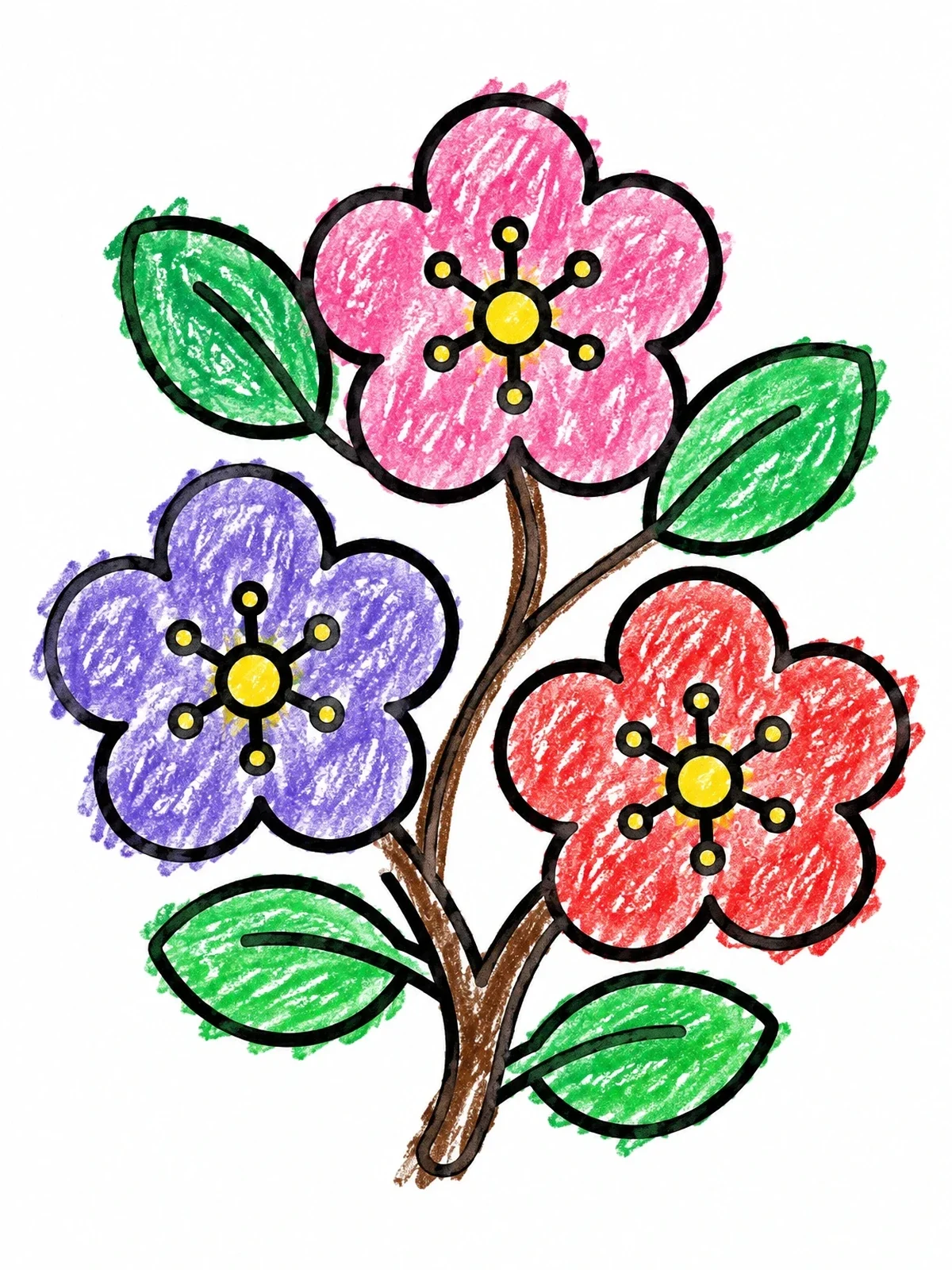 Colored example of the Simple Blooming Cherry Branch coloring page