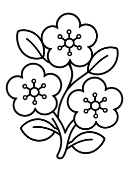 Free printable Simple Blooming Cherry Branch coloring page