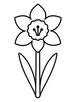 Free printable Simple Blooming Daffodil Flower coloring page