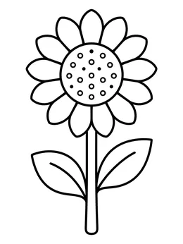 Simple Blooming Sunflower With Leaves