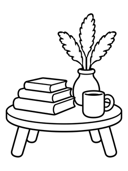 Free printable Cozy Boho Coffee Table Setup coloring page