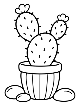 Free printable Prickly Pear Cactus In Striped Pot coloring page