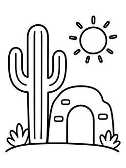 Free printable Saguaro Cactus And Adobe Arch coloring page