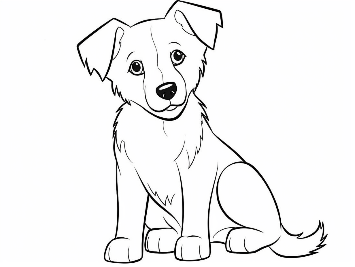 Simple Border Collie Coloring Sheet - Coloring Page