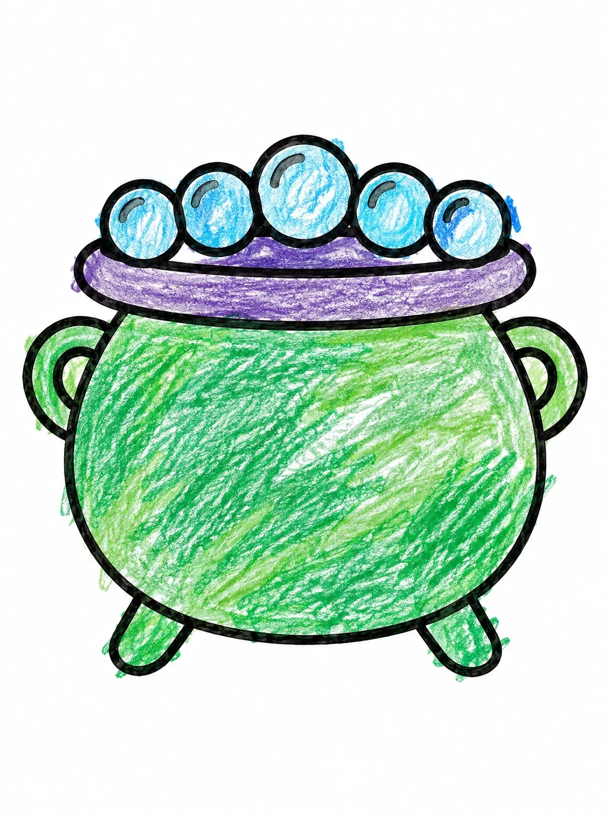 Colored example of the Simple Bubbling Cauldron Outline coloring page