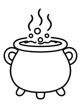 Free printable Bubbling Magic Witch Cauldron coloring page