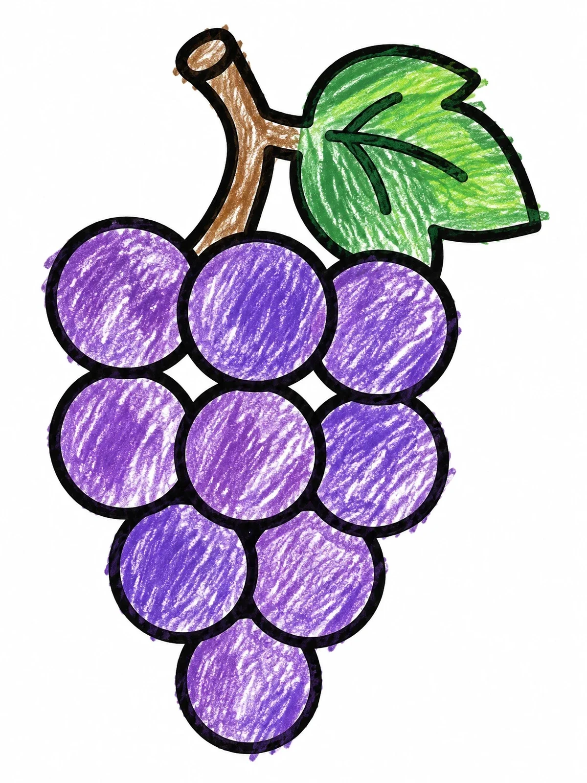 Colored example of the Simple Bunch Of Grapes With Leaf coloring page