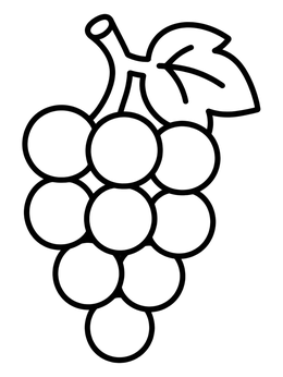 Free printable Simple Bunch Of Grapes With Leaf coloring page