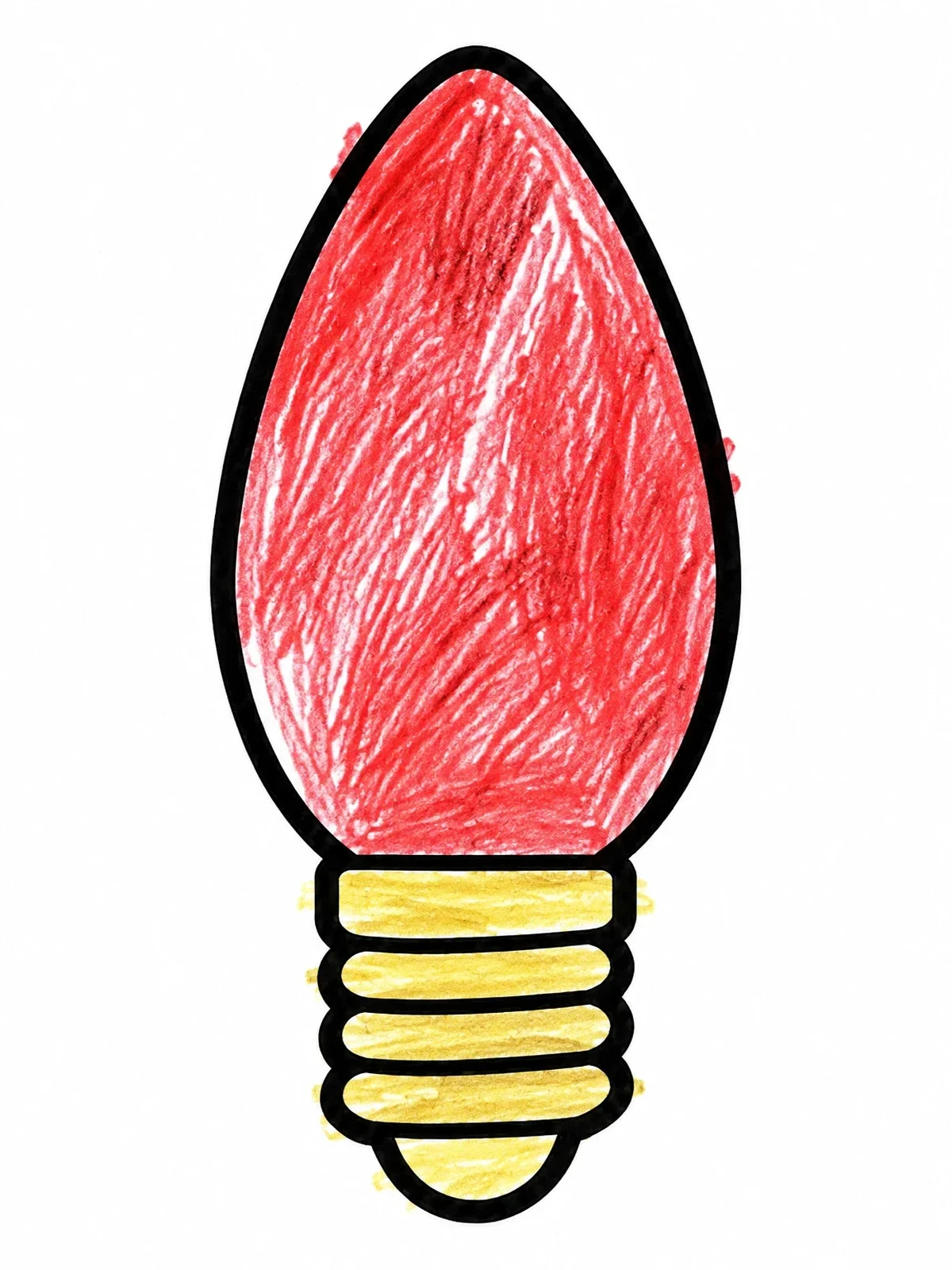 Colored example of the Simple C9 Christmas Light Bulb coloring page
