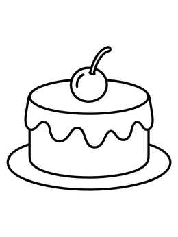 Free printable Simple Cake With A Cherry coloring page