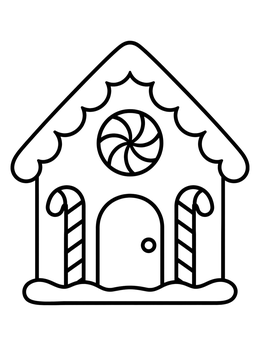 Free printable Simple Candy Gingerbread House coloring page