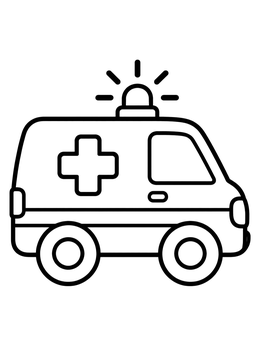 Free printable Simple Cartoon Ambulance Van coloring page