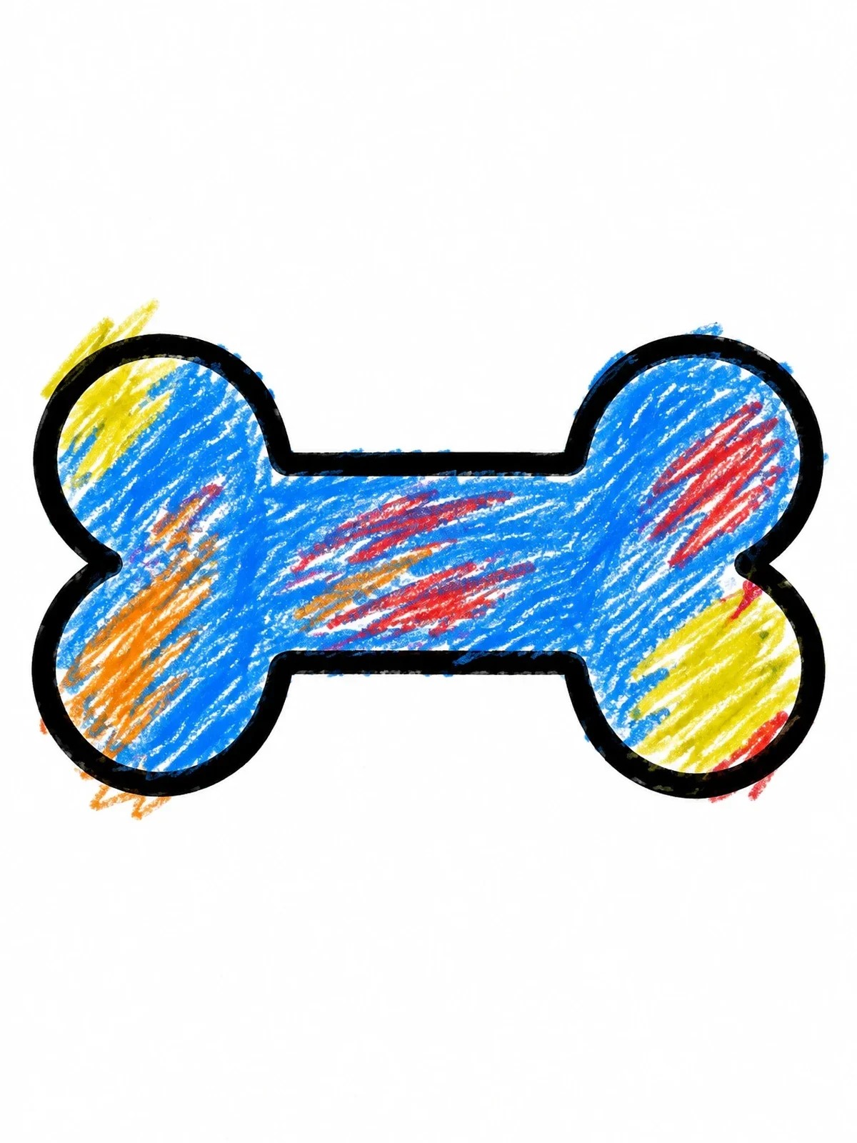 Colored example of the Simple Cartoon Dog Bone Outline coloring page