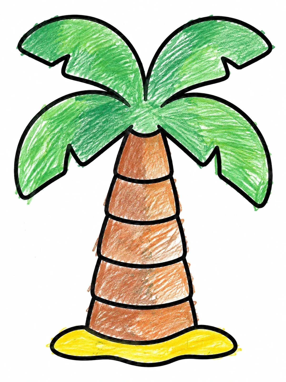 Colored example of the Simple Cartoon Palm Tree coloring page