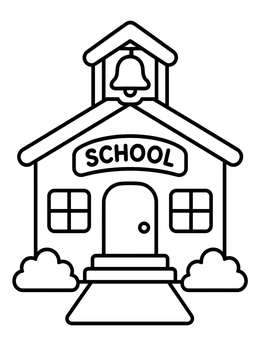 Free printable Simple Cartoon Schoolhouse With Bell Tower coloring page