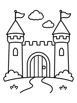 Free printable Simple Castle With Two Watchtowers coloring page