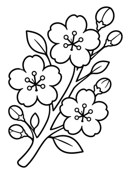 Free printable Blooming Cherry Blossom Branch coloring page