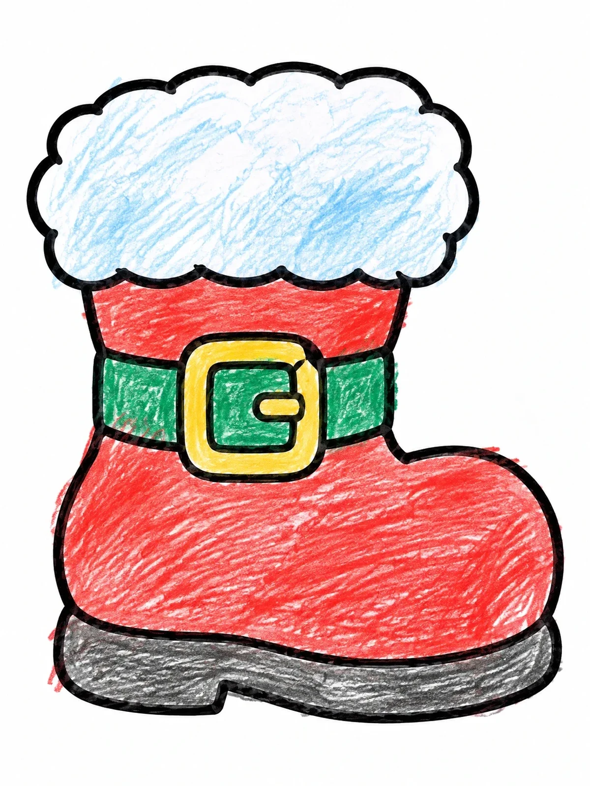 Colored example of the Cozy Santa Boot With Buckle coloring page