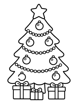 Free printable Decorated Christmas Tree With Gifts coloring page
