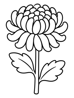 Free printable Simple Chrysanthemum Bloom On Stem coloring page