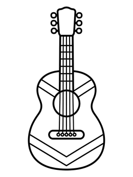 Free printable Simple Cinco De Mayo Acoustic Guitar coloring page