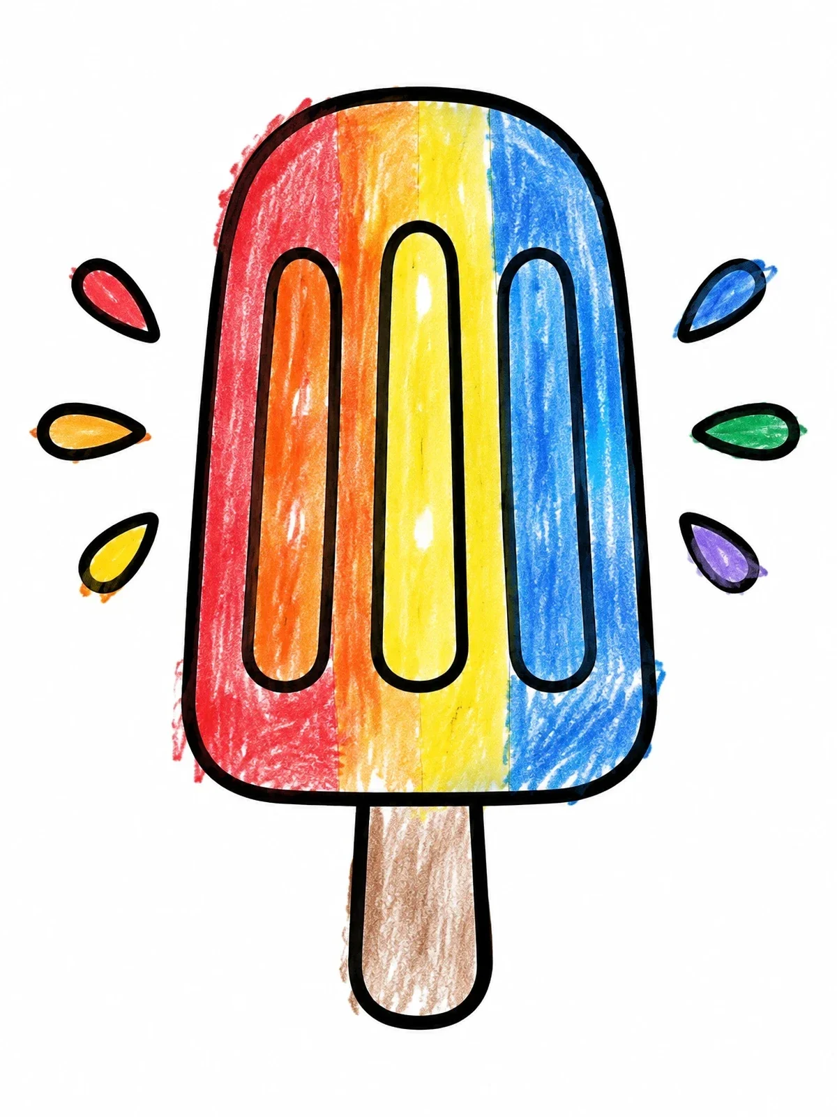 Colored example of the Simple Classic Ice Pop coloring page