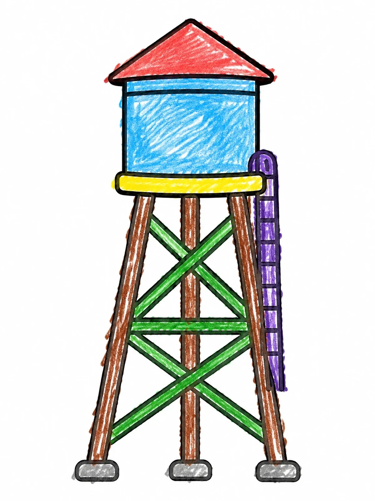 Colored example of the Simple Classic Water Tower coloring page