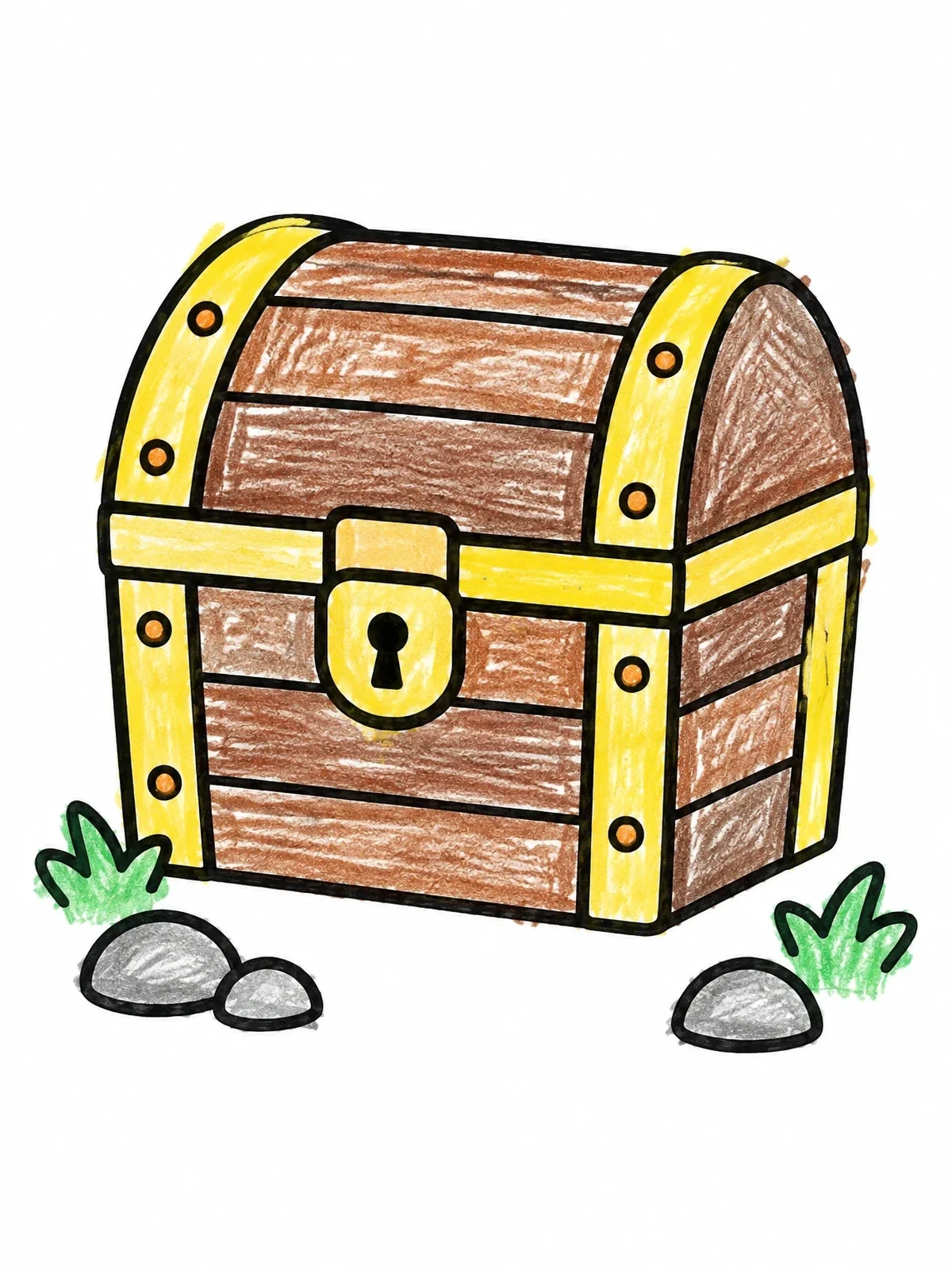Colored example of the Simple Closed Treasure Chest coloring page