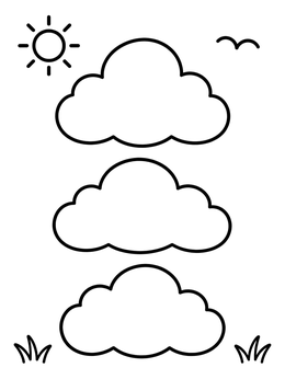 Free printable Simple Clouds With Sun And Bird coloring page