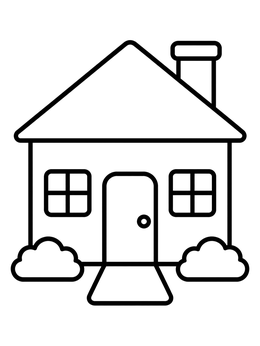 Free printable Simple Cozy House With Chimney coloring page