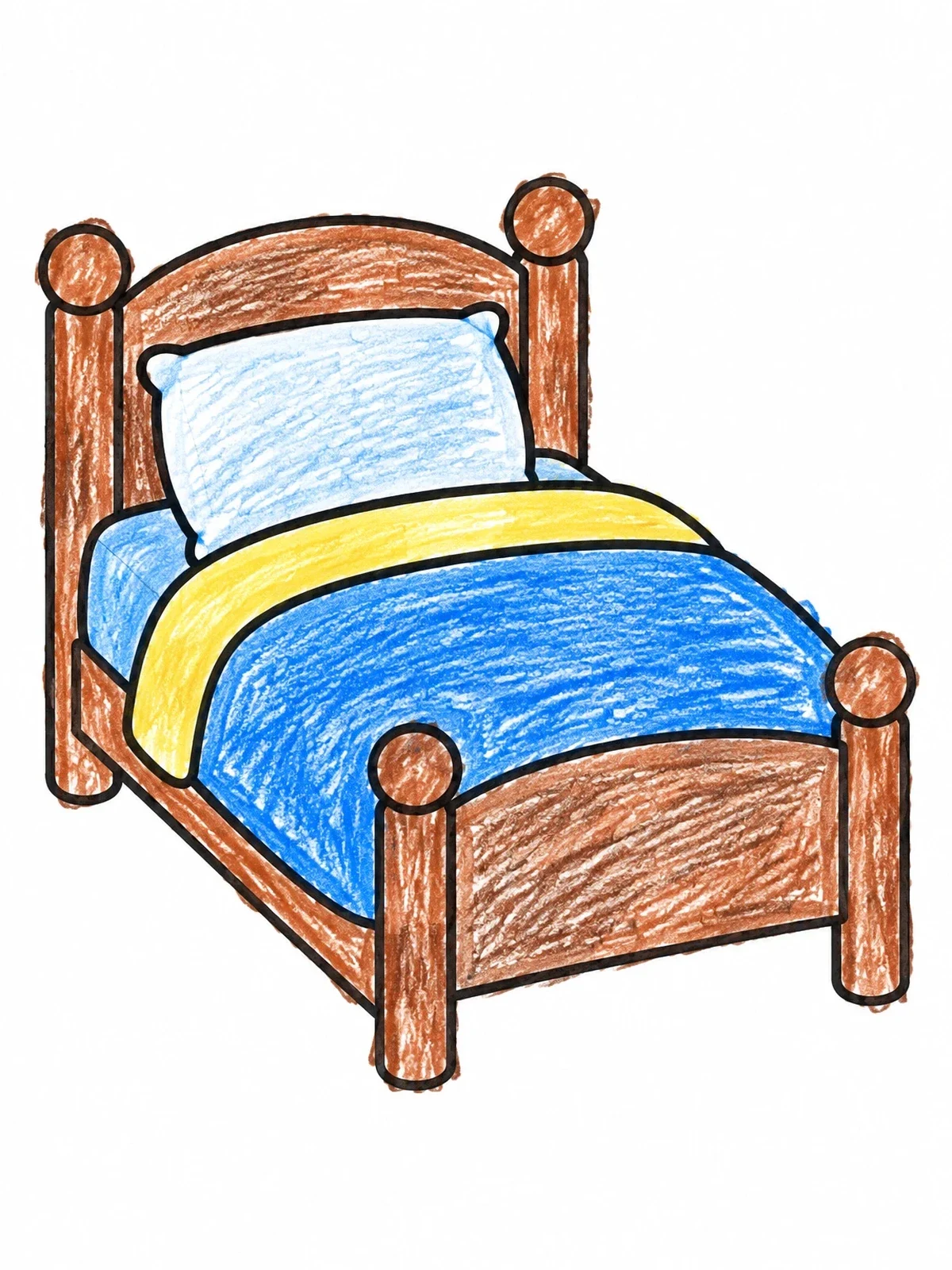 Colored example of the Simple Cozy Wooden Bed coloring page