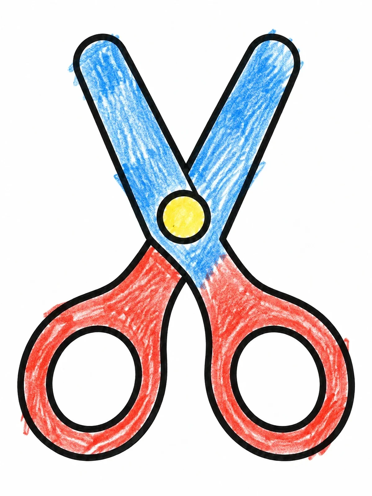 Colored example of the Simple Craft Scissors Outline coloring page