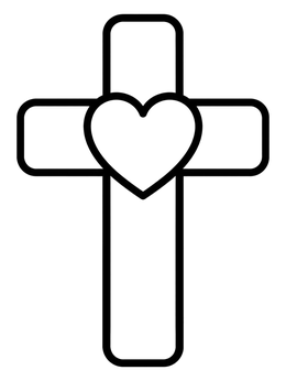 Free printable Simple Cross With Heart Center coloring page