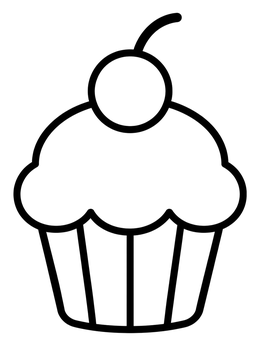 Free printable Simple Cupcake With A Cherry coloring page