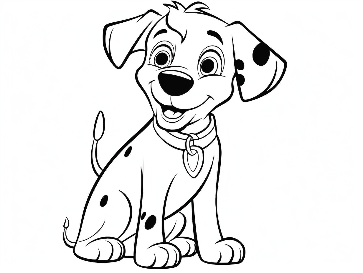 Simple Dalmatian Coloring For Kids - Coloring Page