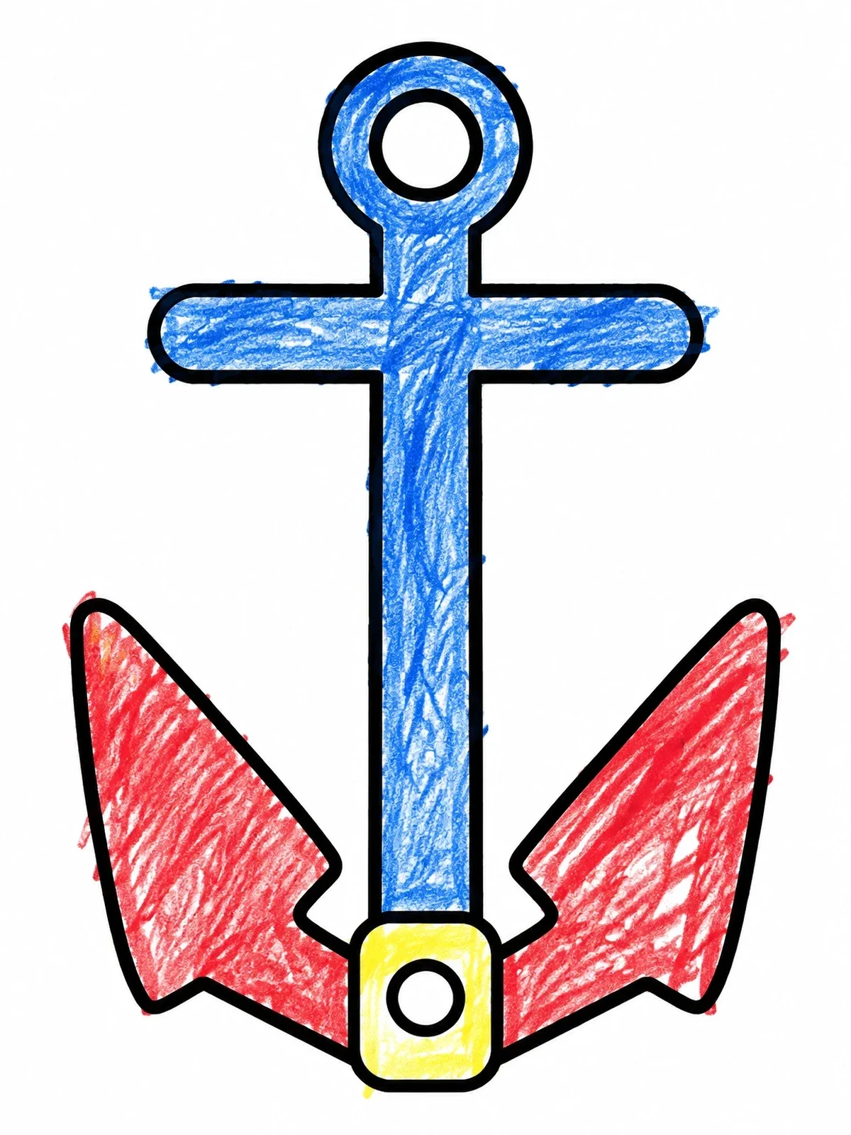 Colored example of the Simple Danforth Nautical Anchor coloring page