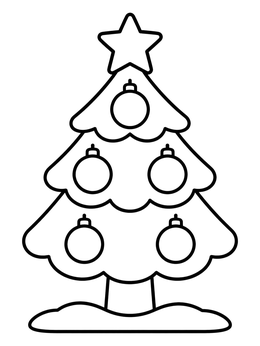 Free printable Simple Decorated Christmas Tree coloring page