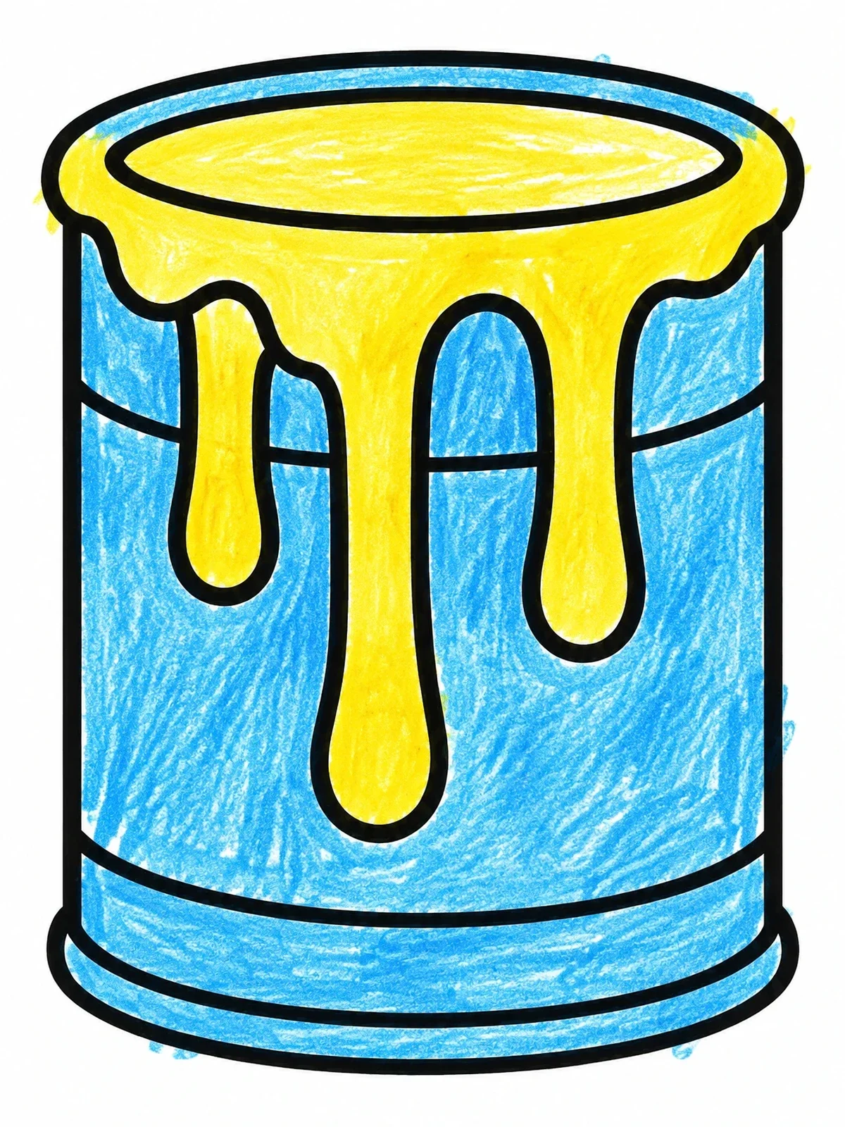 Colored example of the Dripping Paint Can Outline coloring page