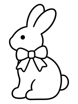 Free printable Simple Easter Bunny With Bow coloring page