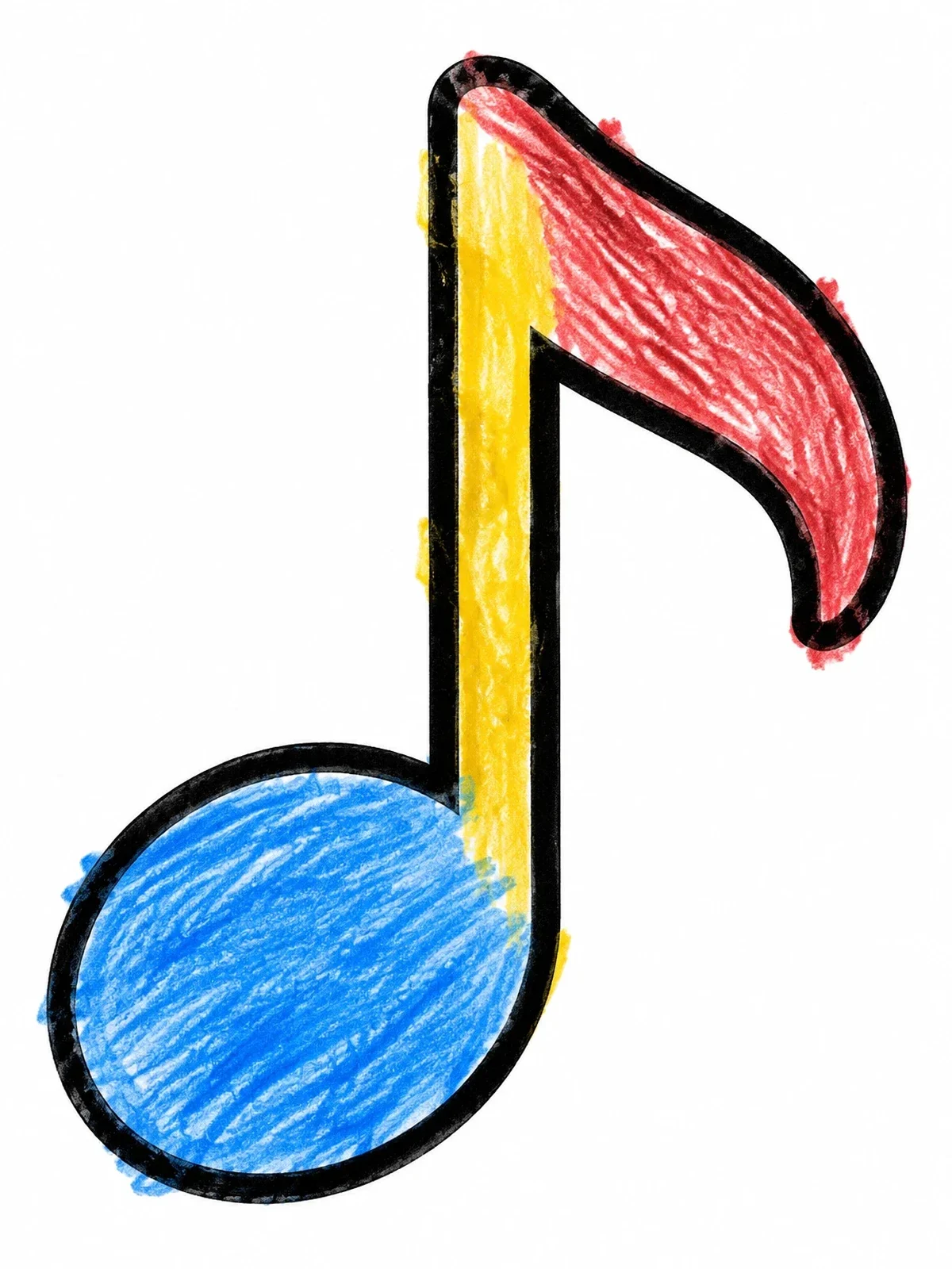 Colored example of the Simple Eighth Music Note coloring page