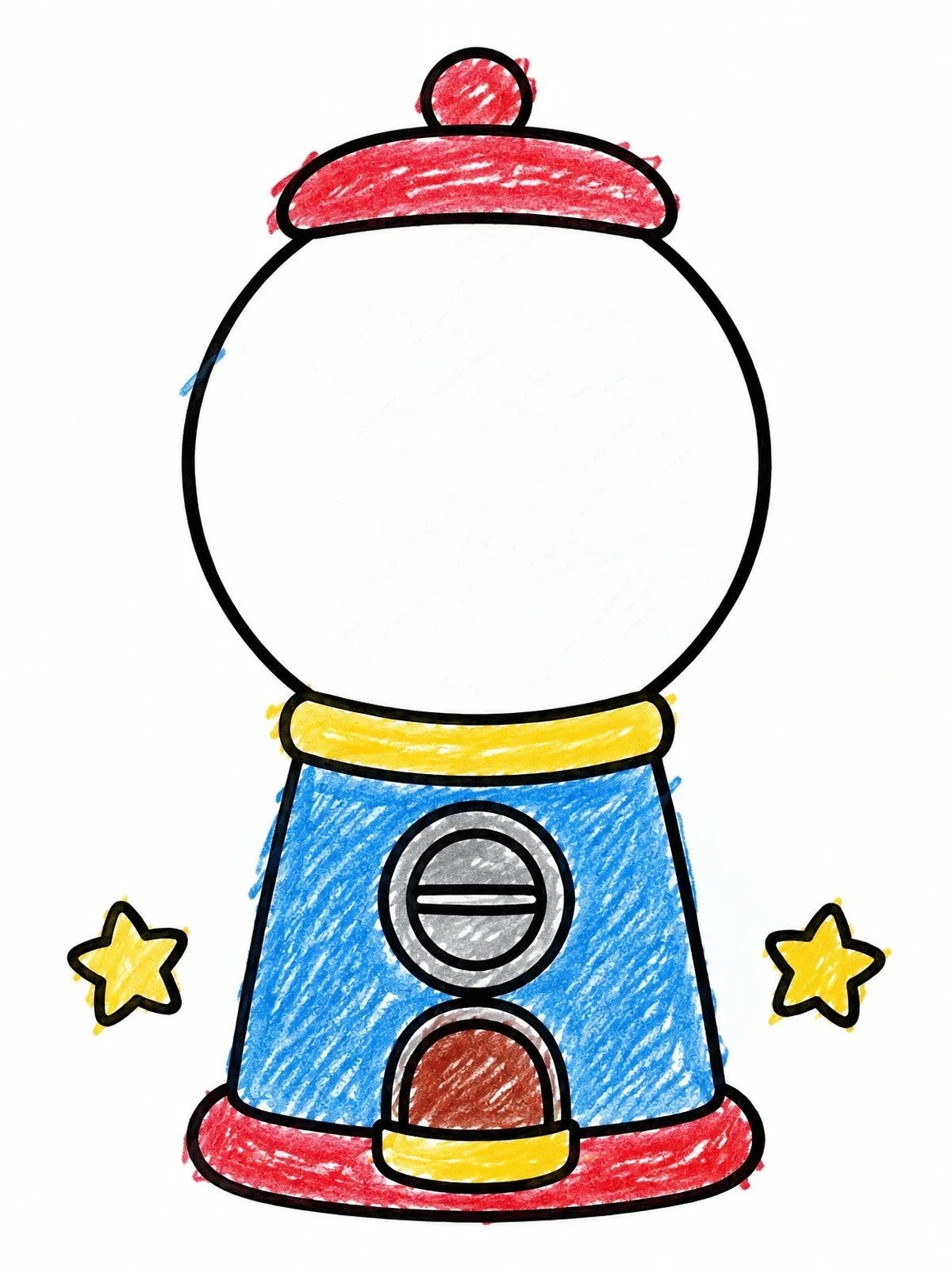 Colored example of the Empty Gumball Machine For Fingerprints coloring page