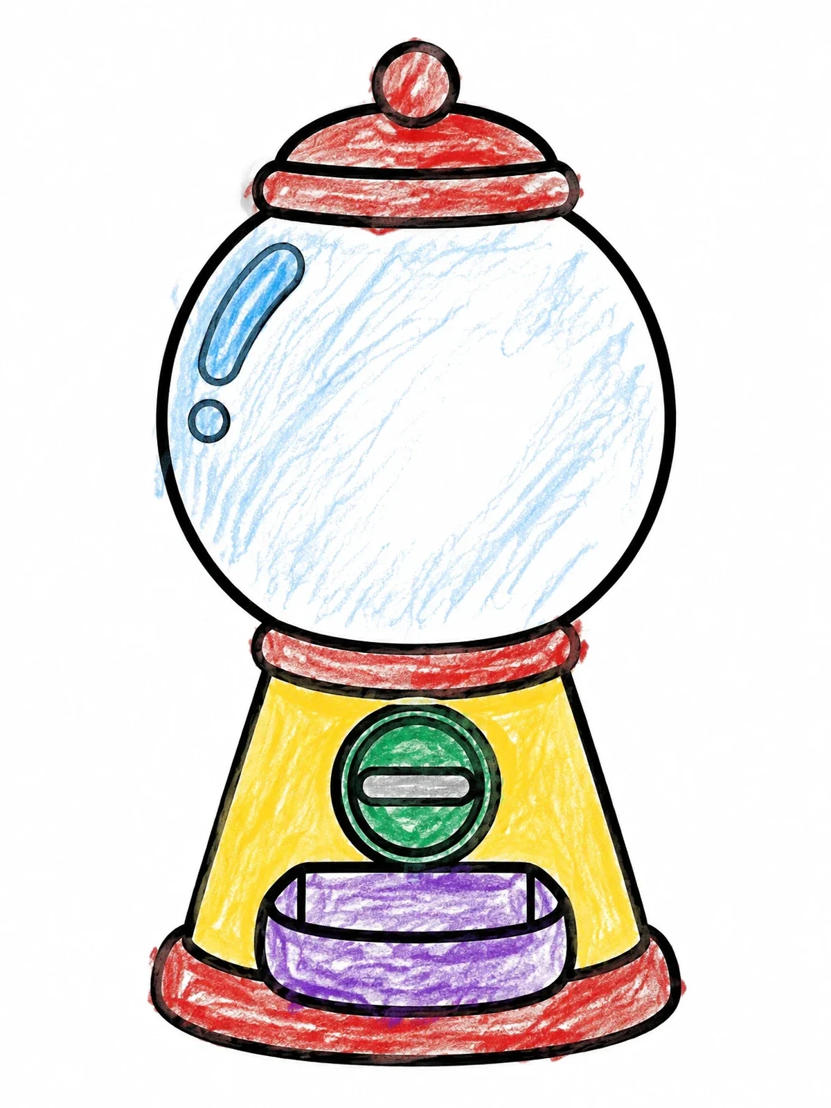 Colored example of the Empty Vintage Gumball Machine coloring page
